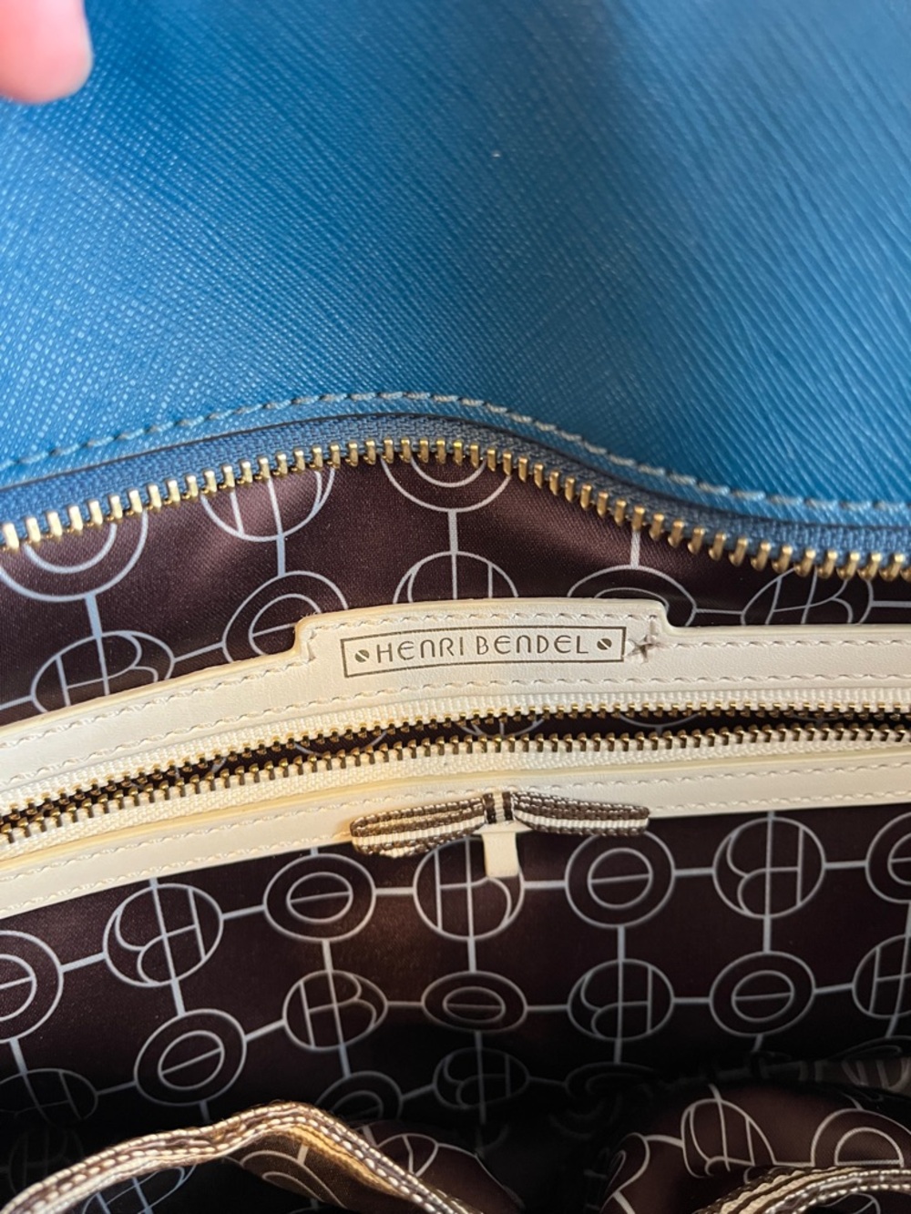 Henri Bendel West 57th Schoolbag Tote - Teal Saffiano Leather - Picture 2 of 10